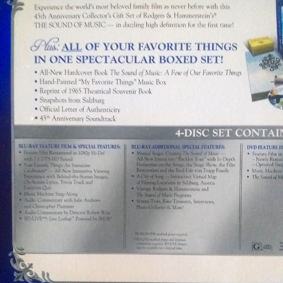 Sound of Music 🎶 45th Anniversary Collector Ltd Ed Blue Ray DVD Set w/Music Box - Picture 6 of 8